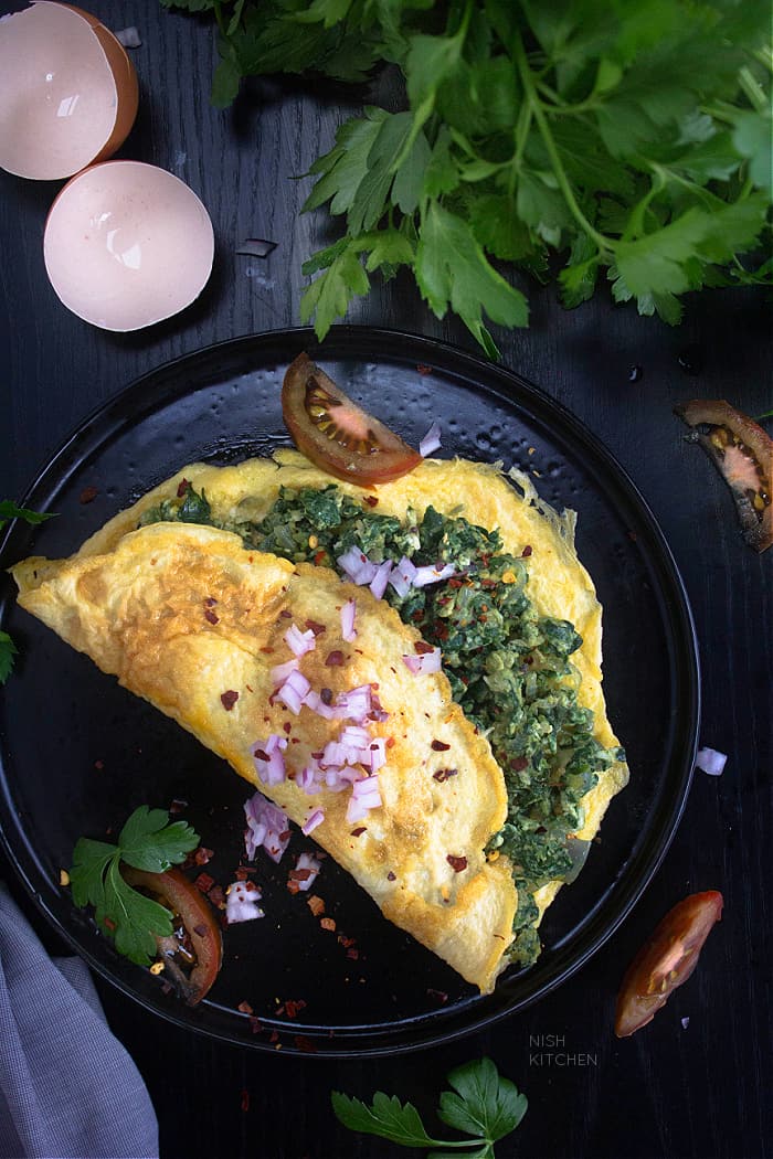 Spinach egg omelette