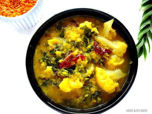 Lentils Kale Cauliflower Curry | Nish Kitchen