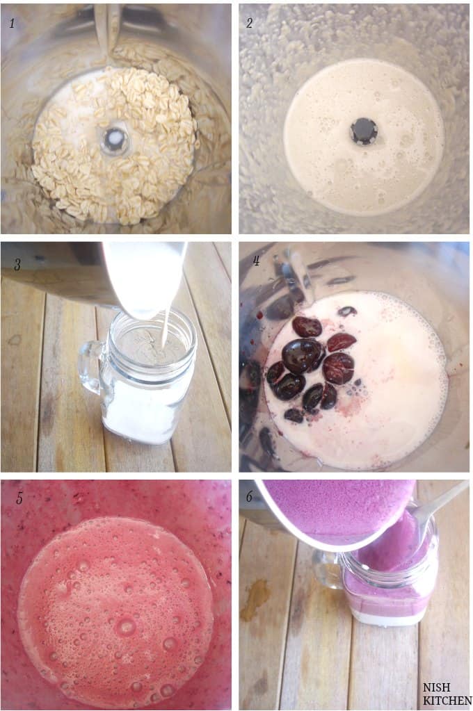 how to make layered oatmeal cherry smoothie